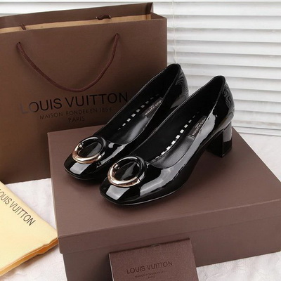 LV Shallow mouth Block heel Shoes Women--015